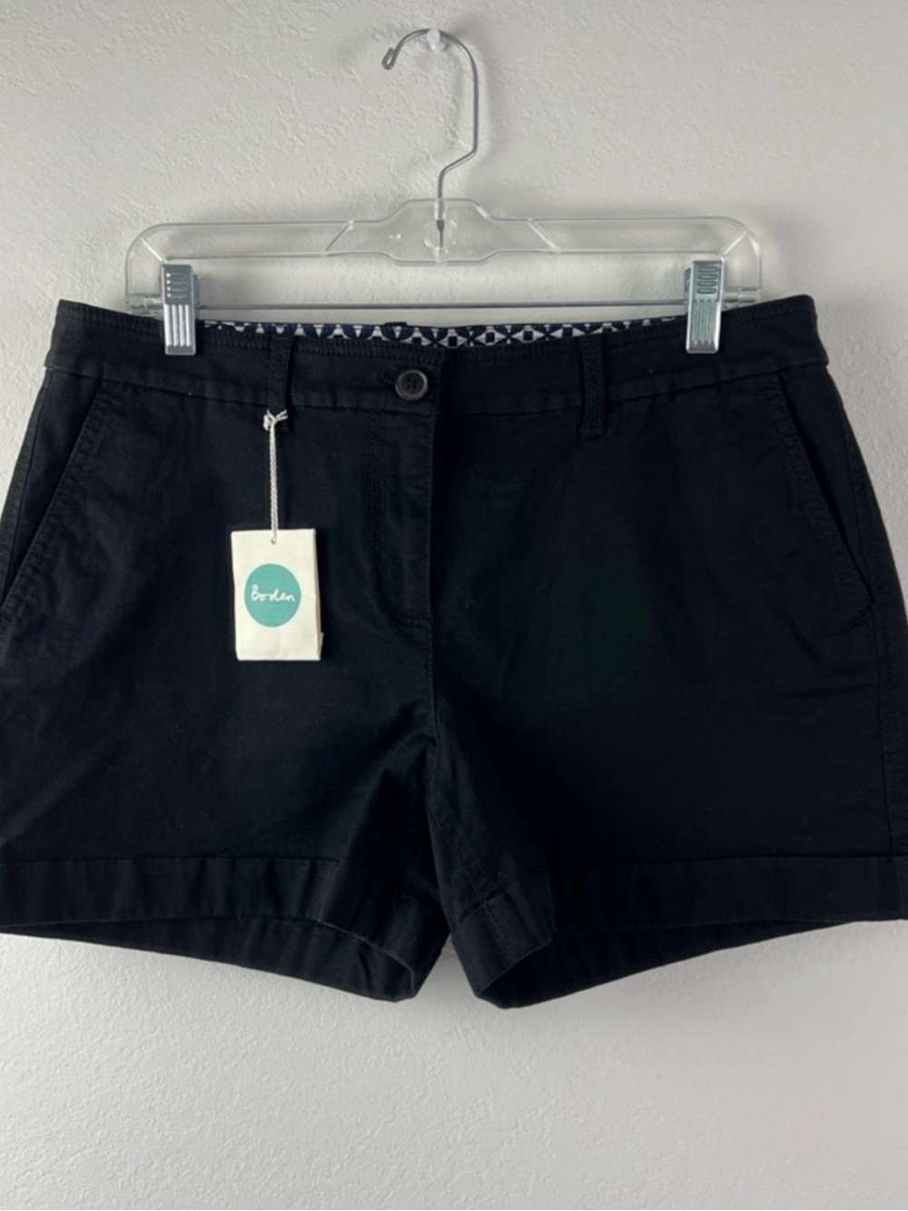 Boden Black Cotton Blend Classic Shorts
